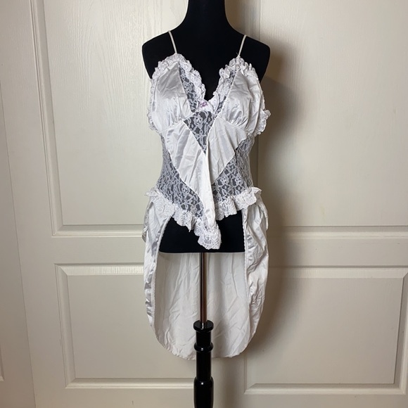 80s VINTAGE HIGH LOW LINGERIE SLIP DRESS CAMI - Picture 1 of 5